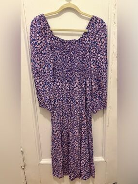 J. Crew Floral Smocked Midi Dress